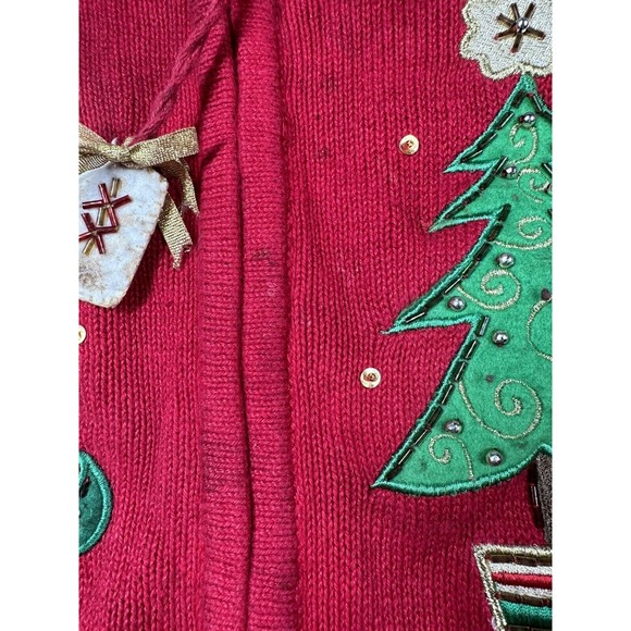Women‎ Christmas Sweater Red Christmas Trees XL Tiara International vintage ugly - Picture 5 of 11
